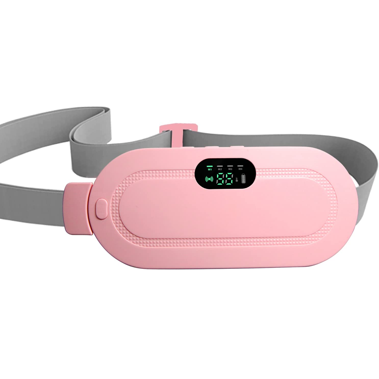 Period Cramp Relief Heating Pad Pain Device with 4 Massage Modes for Menstrual Pain and Belly or Back Pain Relief, LED Display, Comfortable Belt (PINK)