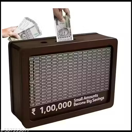 Wooden Money Bank & Box /, Money Bank, 10000 Money Bank, Piggy Bank with Carved Design for Kids/Children, Savings Challenge Box, Cashbox, Cash Vault Wooden Savings Box, Wooden Coin Piggy Bank, Money Save Box Smash, Money Saver, Coin Box, Money Box